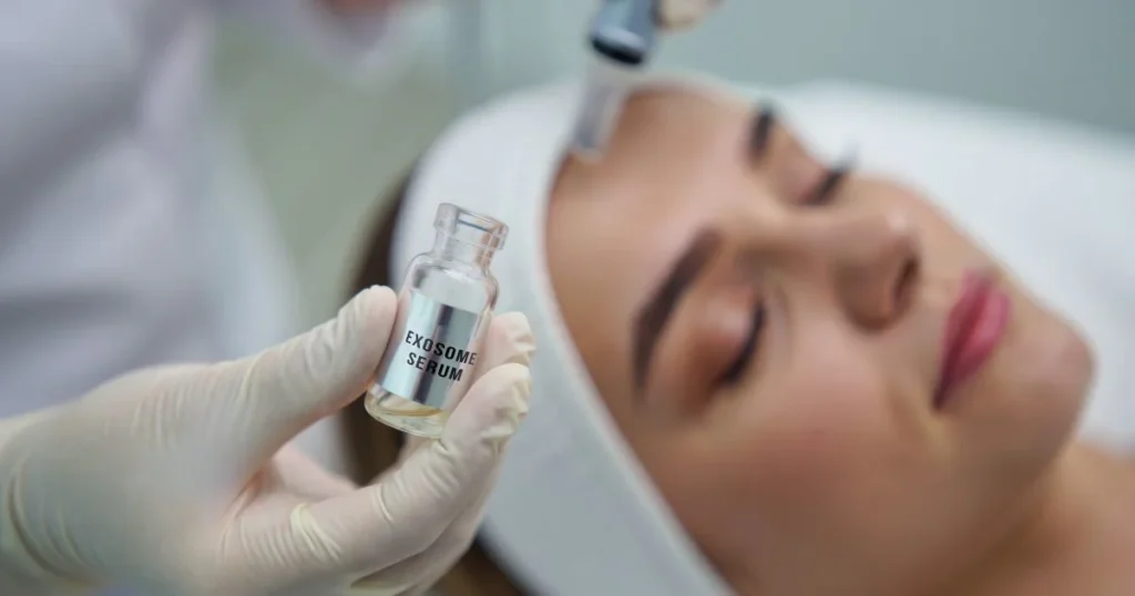 Exosome therapy equipment prepared for skin rejuvenation treatment.
